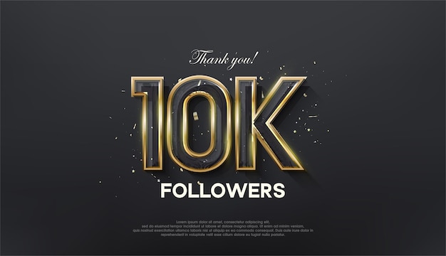 Golden line thank you 10K followers with a luxurious and elegant gold color