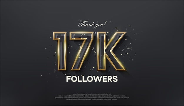 Golden line thank you 17k followers with a luxurious and elegant gold color