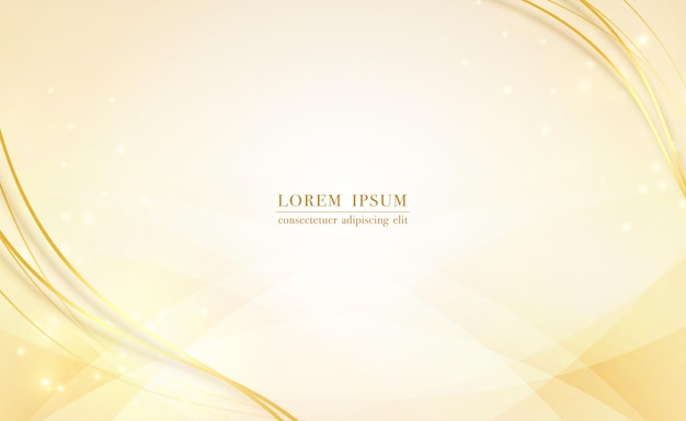 Golden lines elements and light shiny with curve shape abstract background