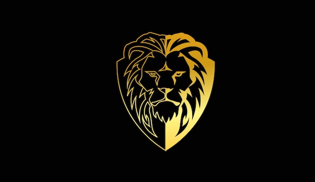 Golden Lion Face Vector