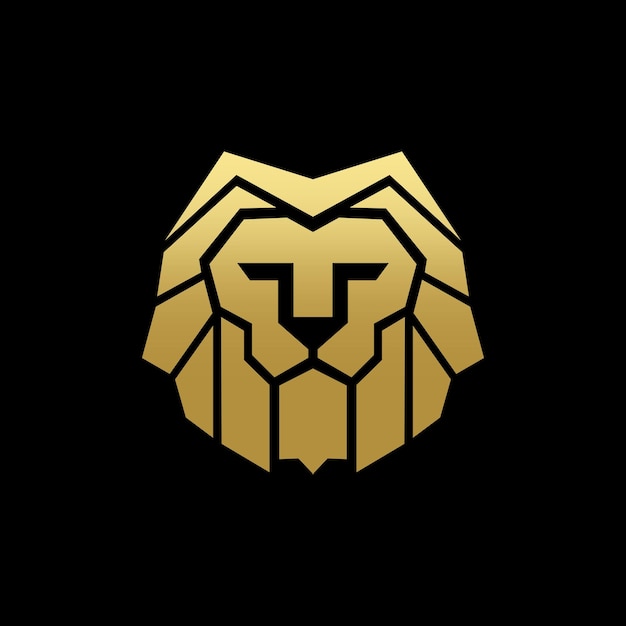 Golden Lion Head Logo Design Vector
