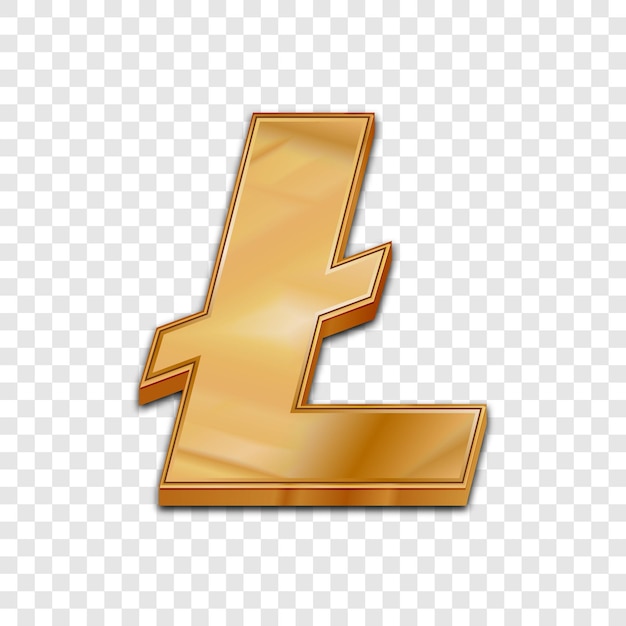 Golden litecoin trendy 3d style vector icon