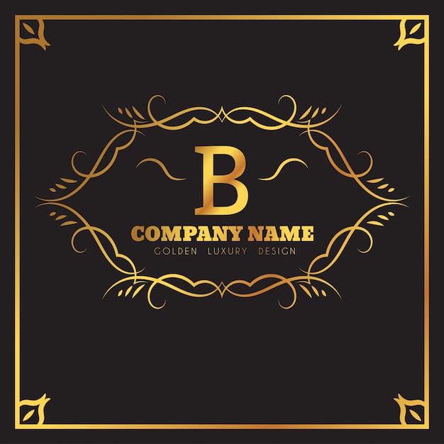 Golden Logo template. Monogram B letter emblem.