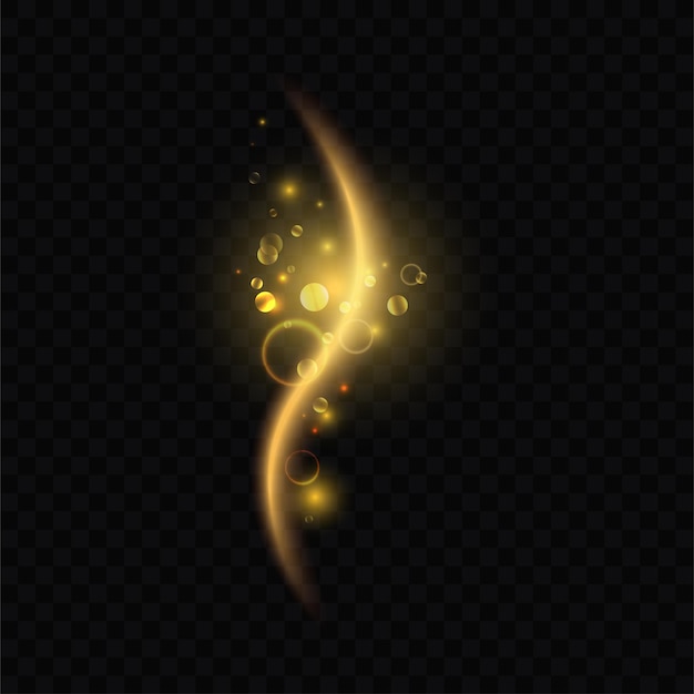golden luminous frame of curve shape with glowing light effect magic gold wave line