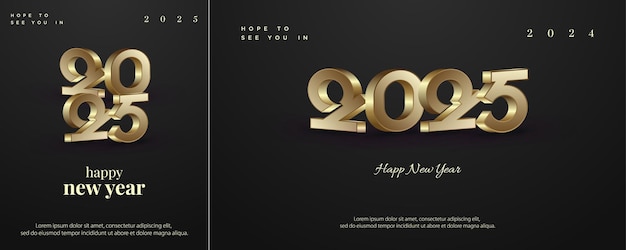 Vector golden luxury 3d numbers for new year 2025 premium vector background for posters calendars greetings and new year 2025 celebrations