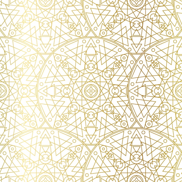 Golden Luxury Art Mandala Boho Seamless Pattern