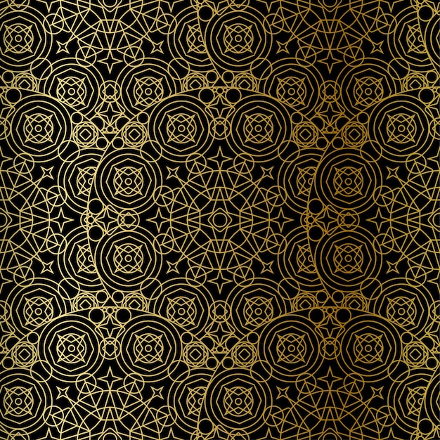 Golden Luxury Art Mandala Boho Seamless Pattern