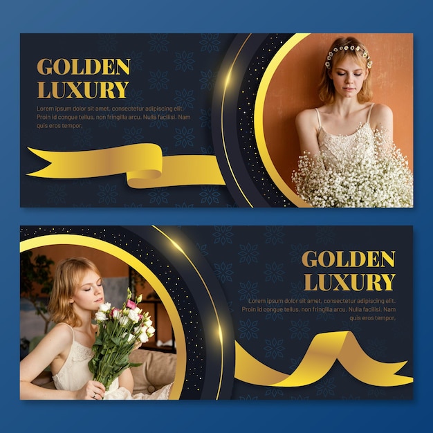 Golden luxury banners with photo