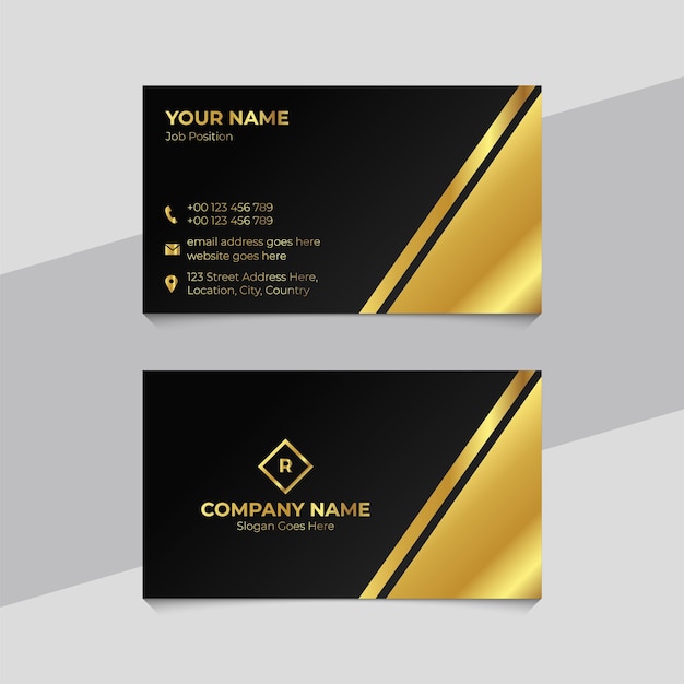 Vector golden luxury black professional business card template design