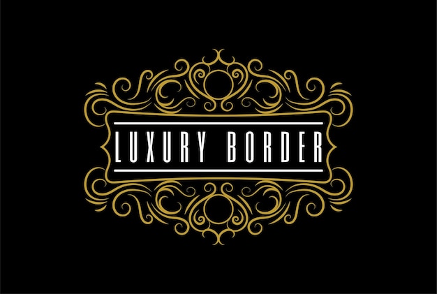 Golden luxury border frame royal badge emblem stamp label logo design vector