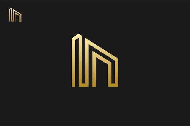 golden luxury building construction office company logo consisting of letter h