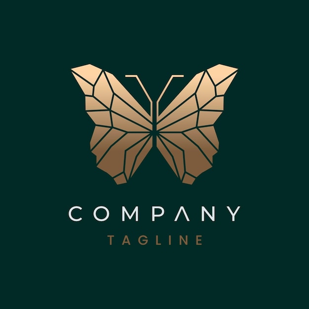 Golden luxury butterfly logo design vector