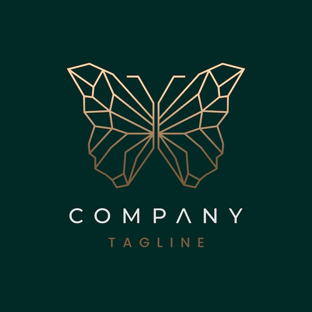 Golden luxury butterfly logo design vector