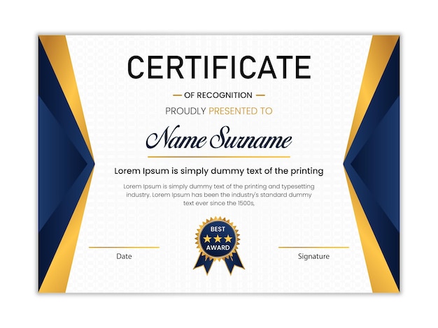 golden luxury certificate design template modern and simple certificate design green and gold