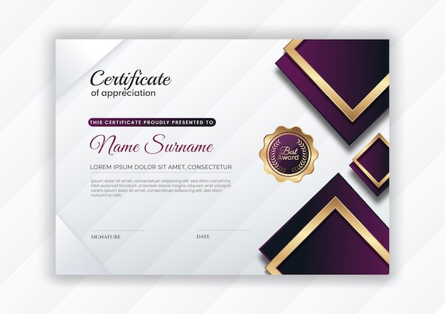 Golden luxury certificate templet