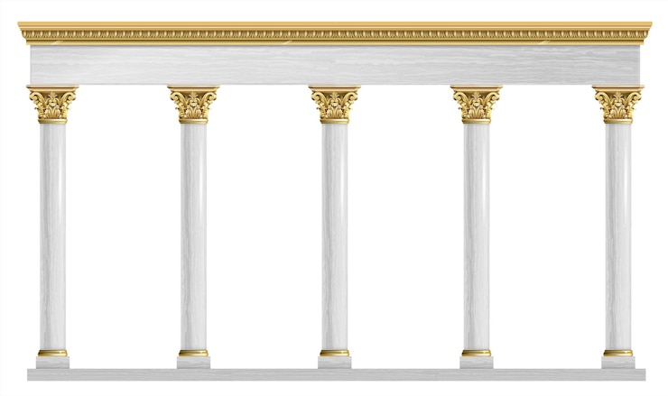 Vector golden luxury classic arch with columns.