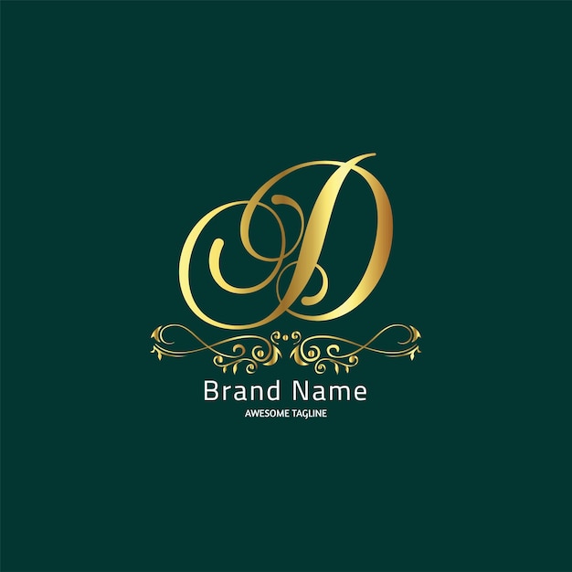 Golden Luxury D Logo Design Template