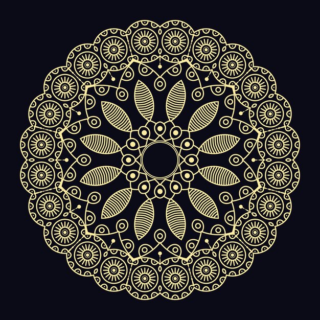 Vector golden luxury floral frame shape mandala background pattern