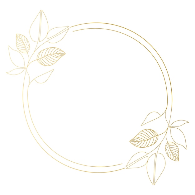 Золотая роскошная рамка с контурными растениями и цветами для приглашения. Шаблон, вектор