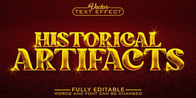 Vector golden luxury historical artifacts vector editable text effect template