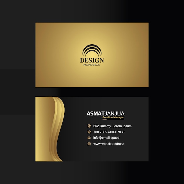 golden luxury horizontal business card design template