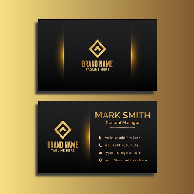 Vector golden luxury horizontal business card template