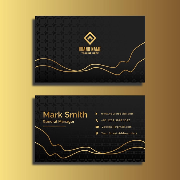 Golden luxury horizontal business card template