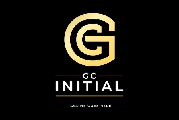 Golden luxury initial letter gc cg logo design vector