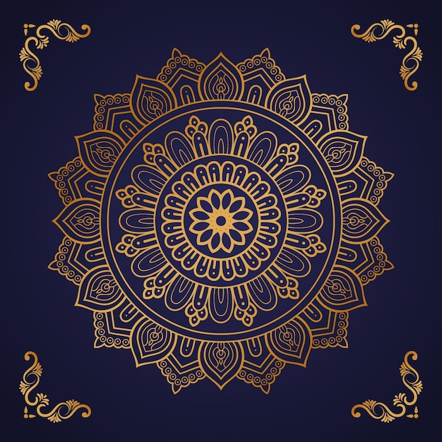 Vector golden luxury mandala design with beautiful background