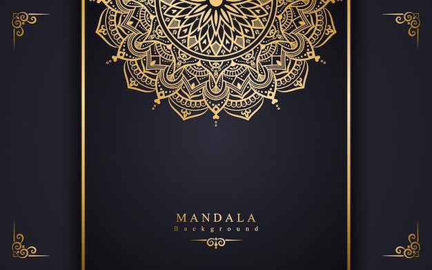 Vector golden luxury mandala islamic background in arabesque style for wedding invitation card