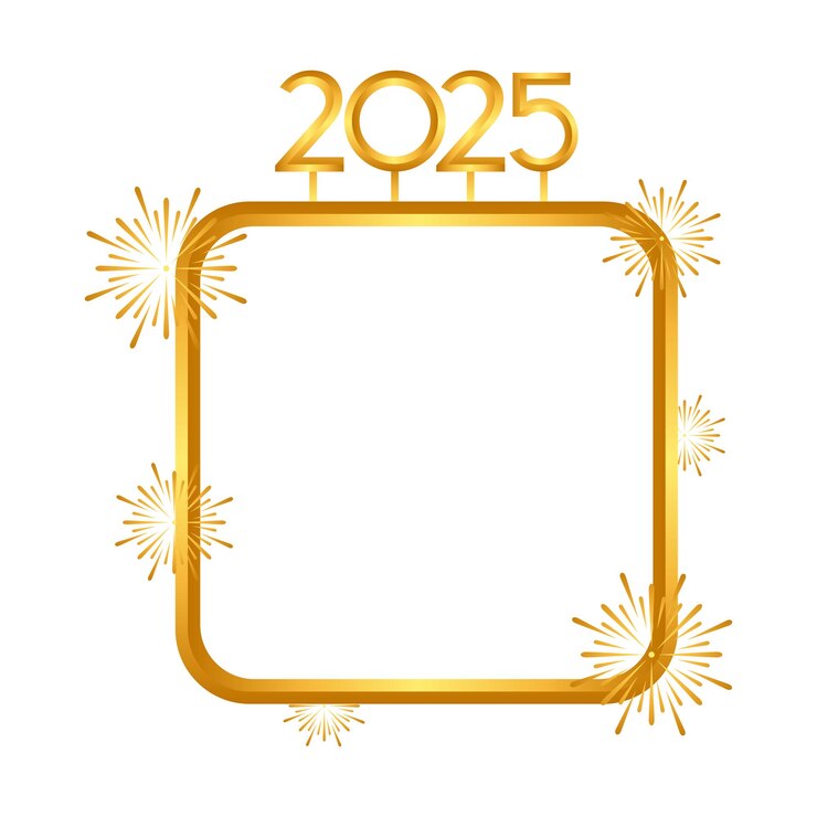 Vector golden luxury new year frame with fireworks