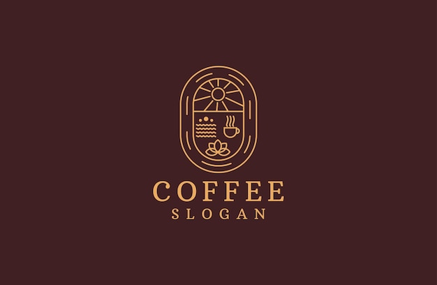 Vector golden luxury vector line coffee logo icon design templat