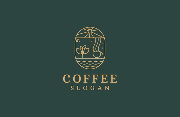 Vector golden luxury vector line coffee logo icon design templat