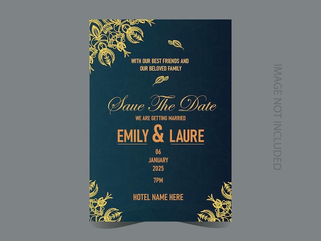 golden luxury wedding invitation template