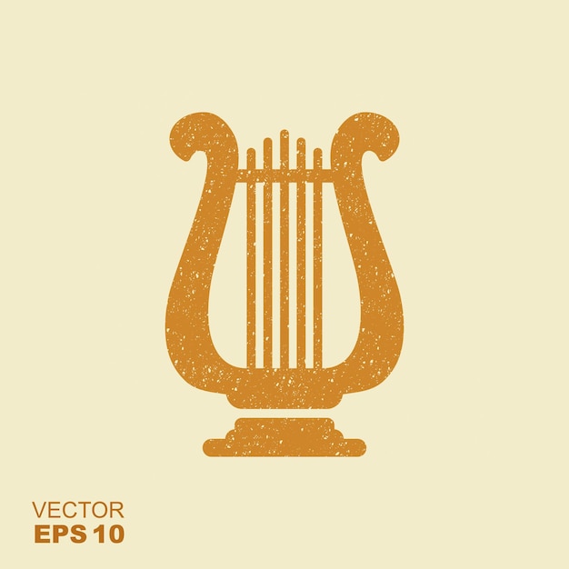 Vector golden lyre icon with scuffed effect in a separate layer