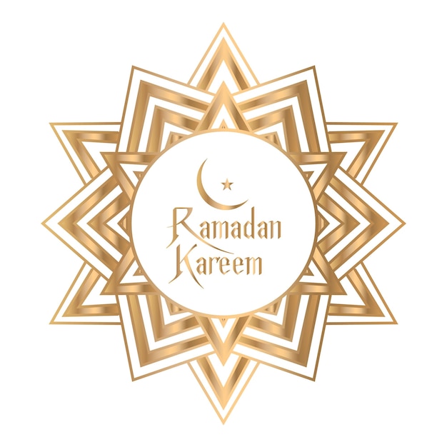 Vector a golden madala and white background with the words ramadan kareem in a circle