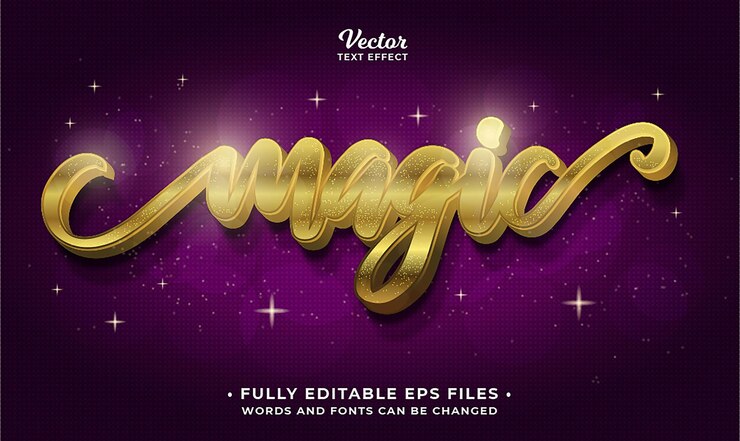 golden magical text effect editable vector image