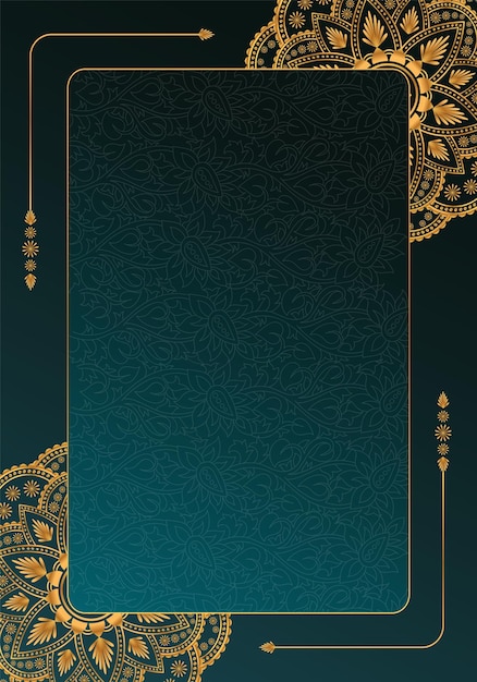 結婚式招待状のマンダラ パターンと黄金の曼荼羅の背景