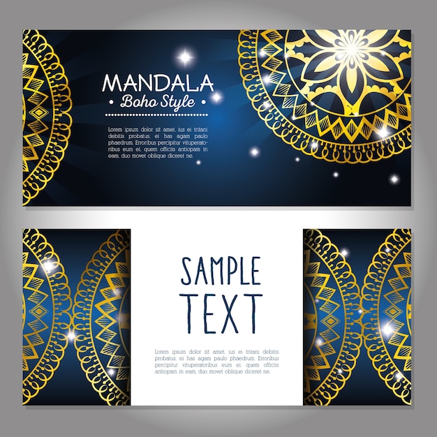 Golden mandala boho style flyers