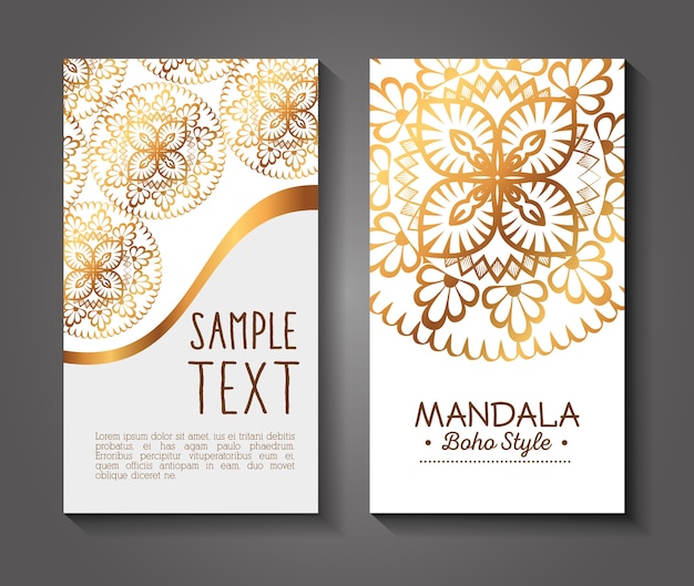 Golden mandala boho style flyers