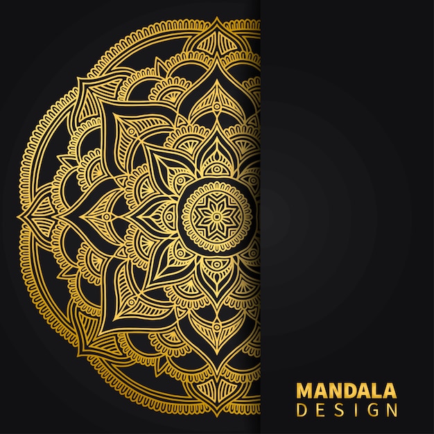Золотая мандала дизайн фона. этническое круглое украшение. ручной обращается индийский мотив. уникальный золотой цветочный принт.