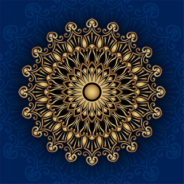 Golden mandala ornament round decorative design