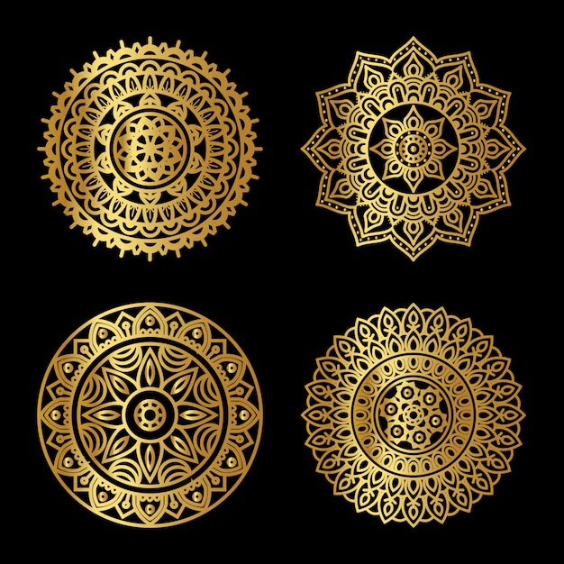 Vector golden   mandala set