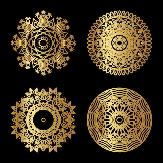 Vector golden   mandala set