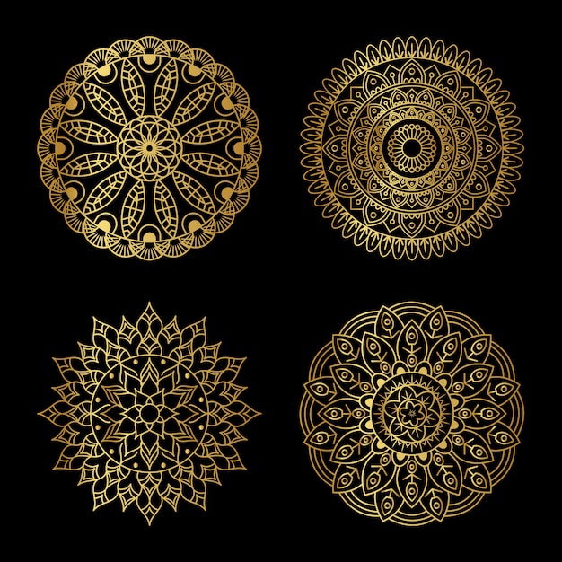 Vector golden mandala set