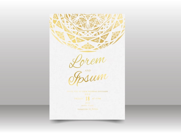 Golden Mandala Wedding Invitation Card