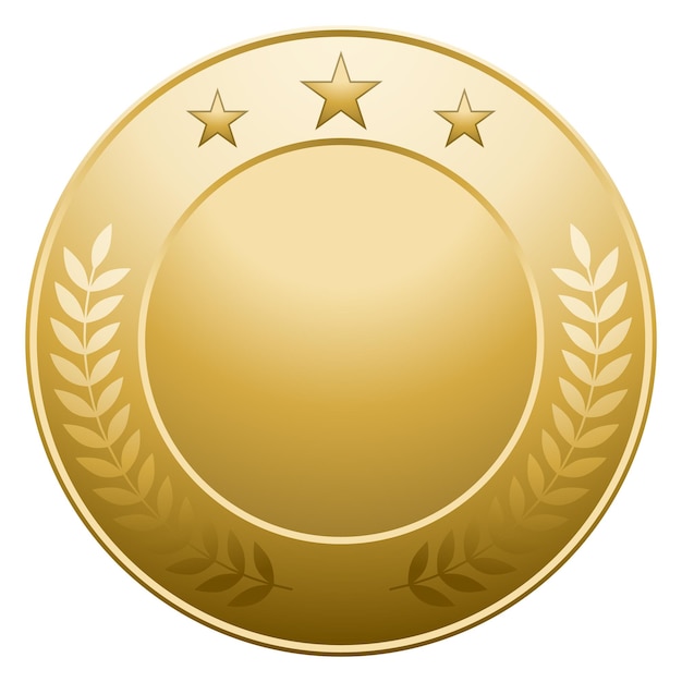 Golden medal mockup realistic round honor badge