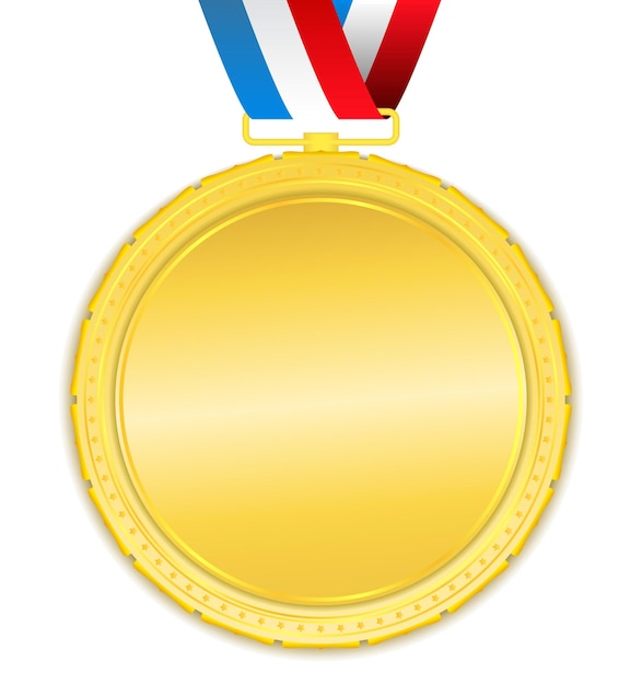 Vector golden medal with ribbon,