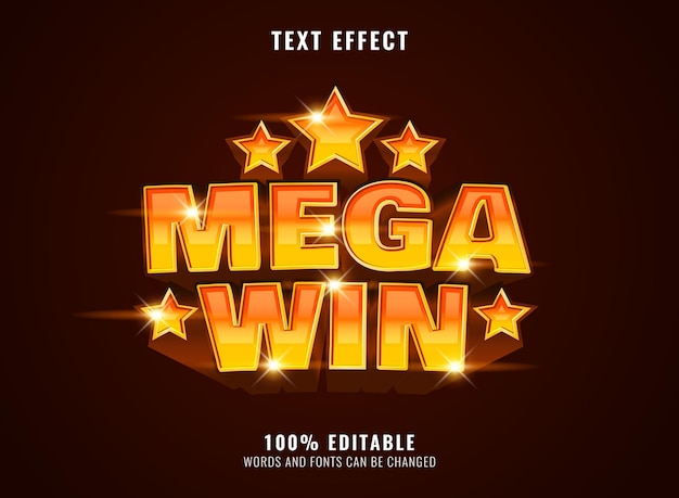 Golden mega win banner with triple star text effect