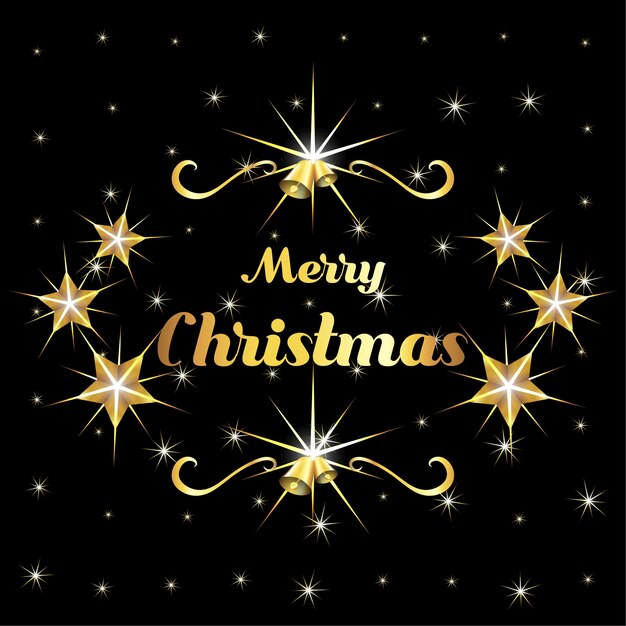 Vector golden merry christmas with star background